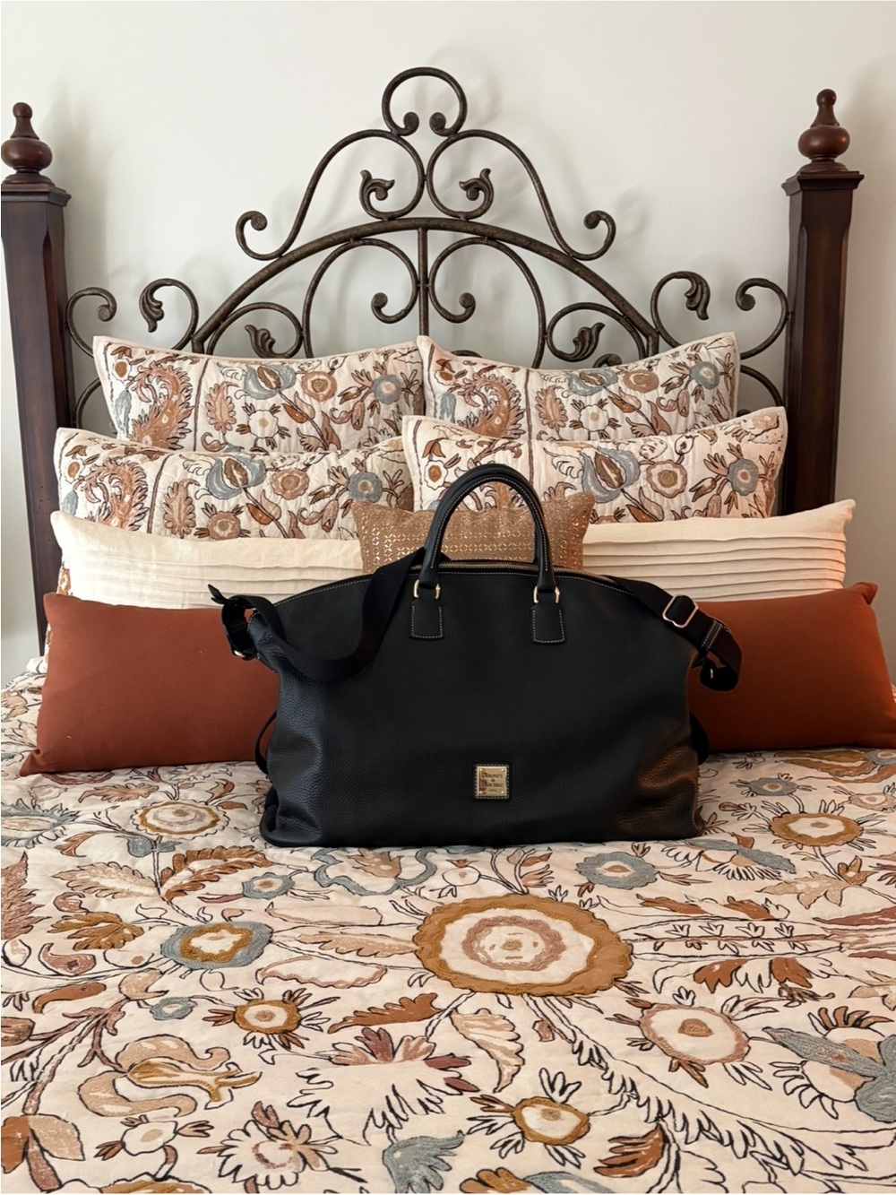 Dooney & Bourke Black Pebbled Leather Extra Large Weekender Satchel